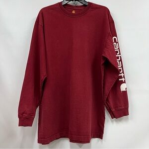 Men’s large tall maroon carhartt long sleeve 100% cotton Flawed